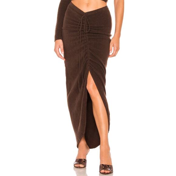Ronny Kobo 'Zuna' Brown Ruched Knit Maxi Skirt Size XS